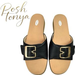 Dr. Scholl's Originalist 2 Buckle Slide Sandals Black Size 9 Coastal Comfort